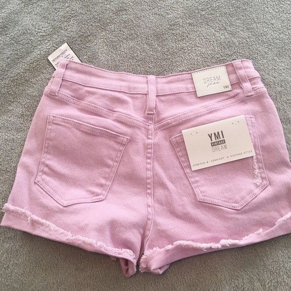 YMI Sz 3 NWT Stretch High Rise Denim Shorts. Lilac - Picture 7 of 9